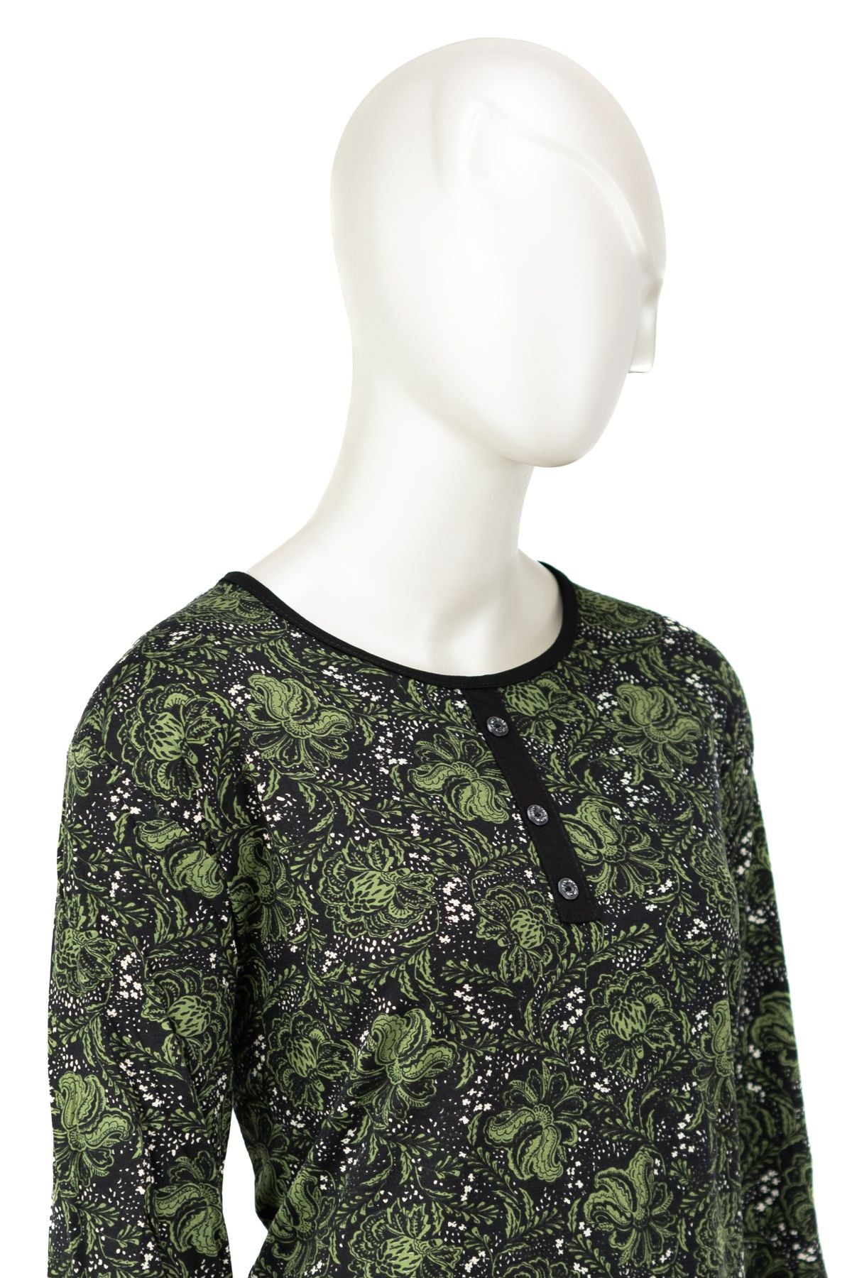 Kadın Turlu Viskon Penye Kumaş Anne Bluz Gül Desenli Likralı Yuvarlak Yaka Tam Kalıp